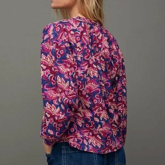 ANTHROPOLOGIE Pilcro Lucille Peasant paisley boho Blouse woman’s size small - Picture 2 of 13